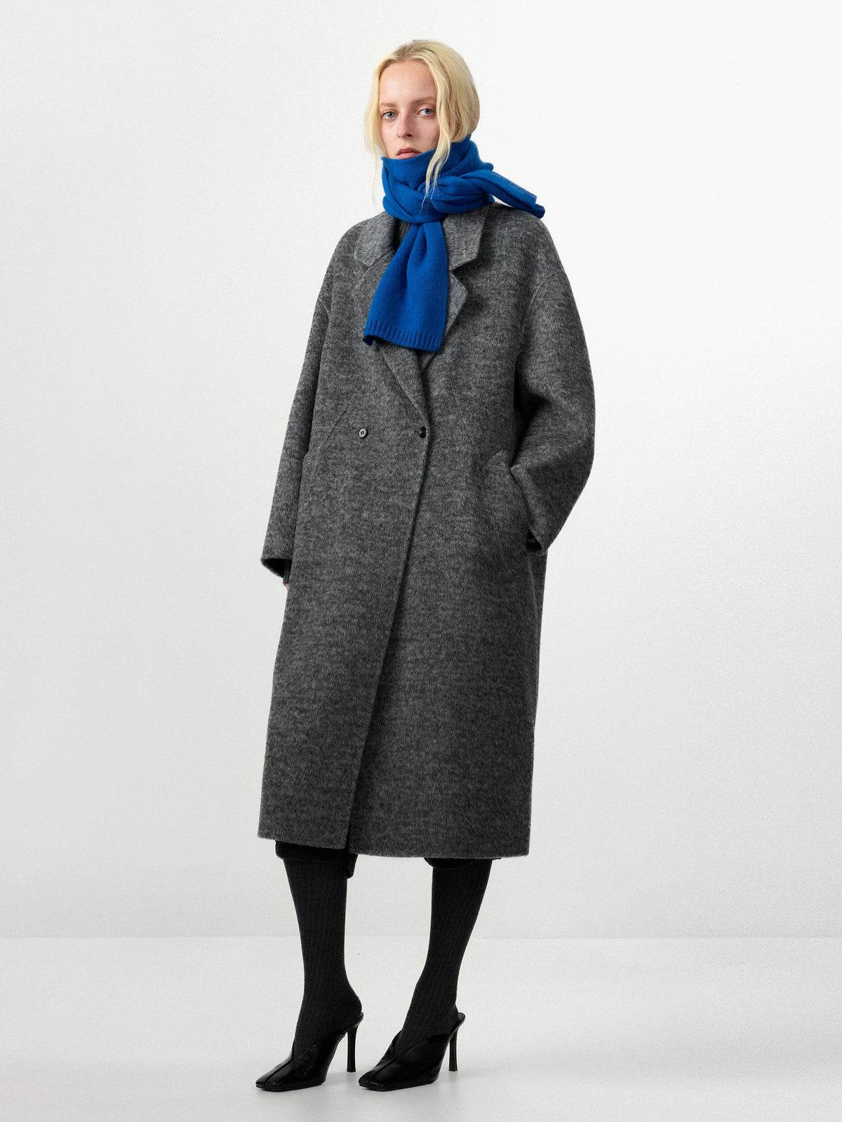 CUBIC | Minimalist Wool, Alpaca + Silk Coat in Smoke Gray