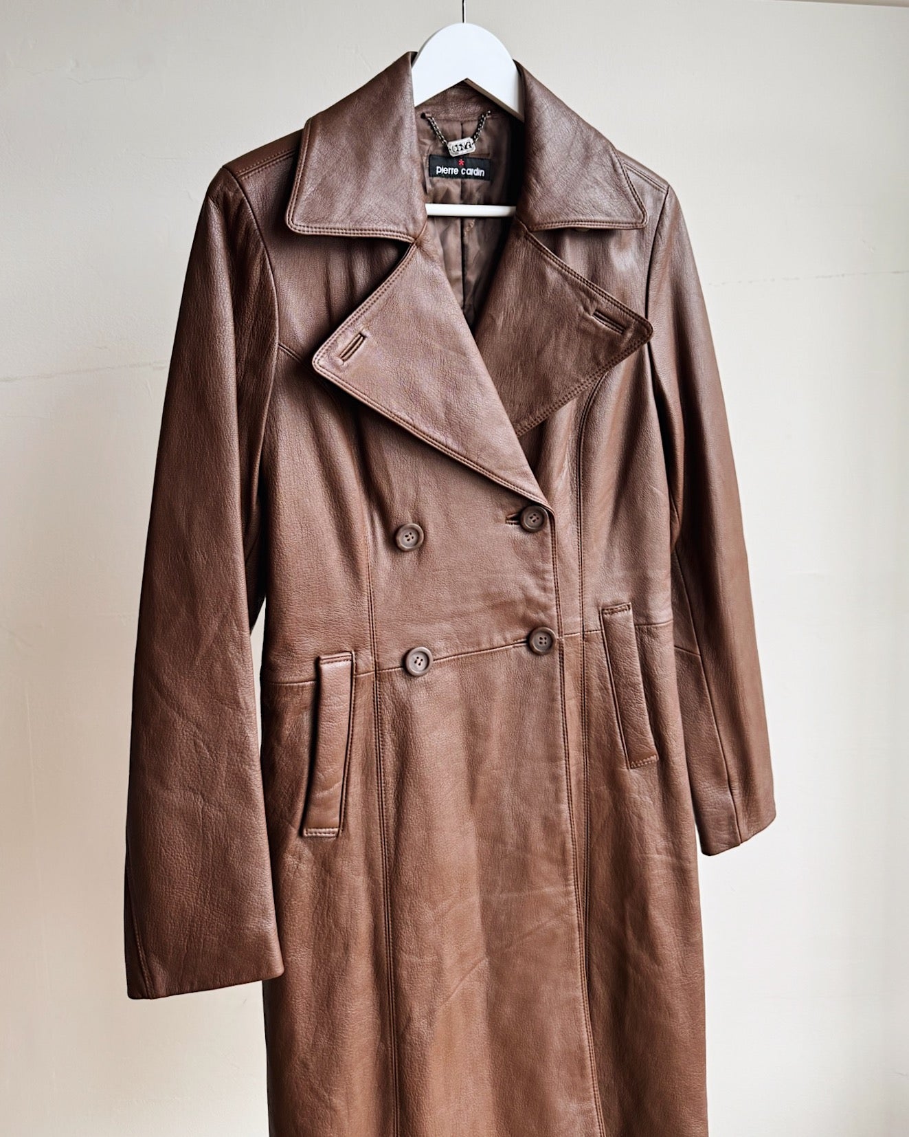 Milk Chocolate Leather Trench Coat