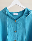 Turquoise Linen Hooded Jacket