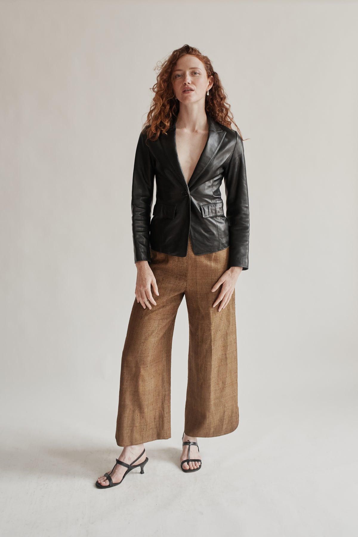 Ebony Tailored Leather Blazer Jacket