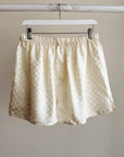 Ivory Checkered Silk Shorts