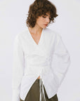 Cubic | Criss-Crossed Cotton Layered Blouse in White