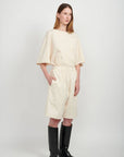Ashley Rowe | Baggy Cotton Denim Jorts in Cream