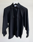 Black Silk Utility Button-Up