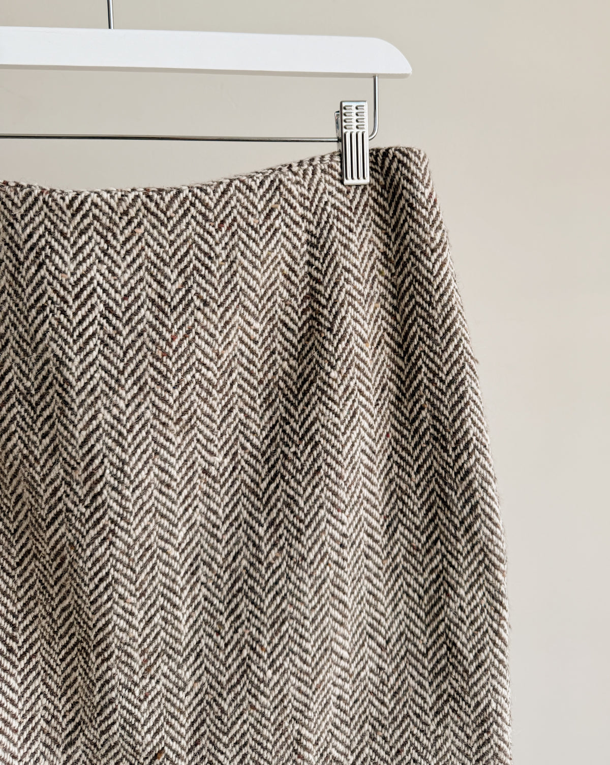 Herringbone Textured Wool Mini Skirt - Hey Jude