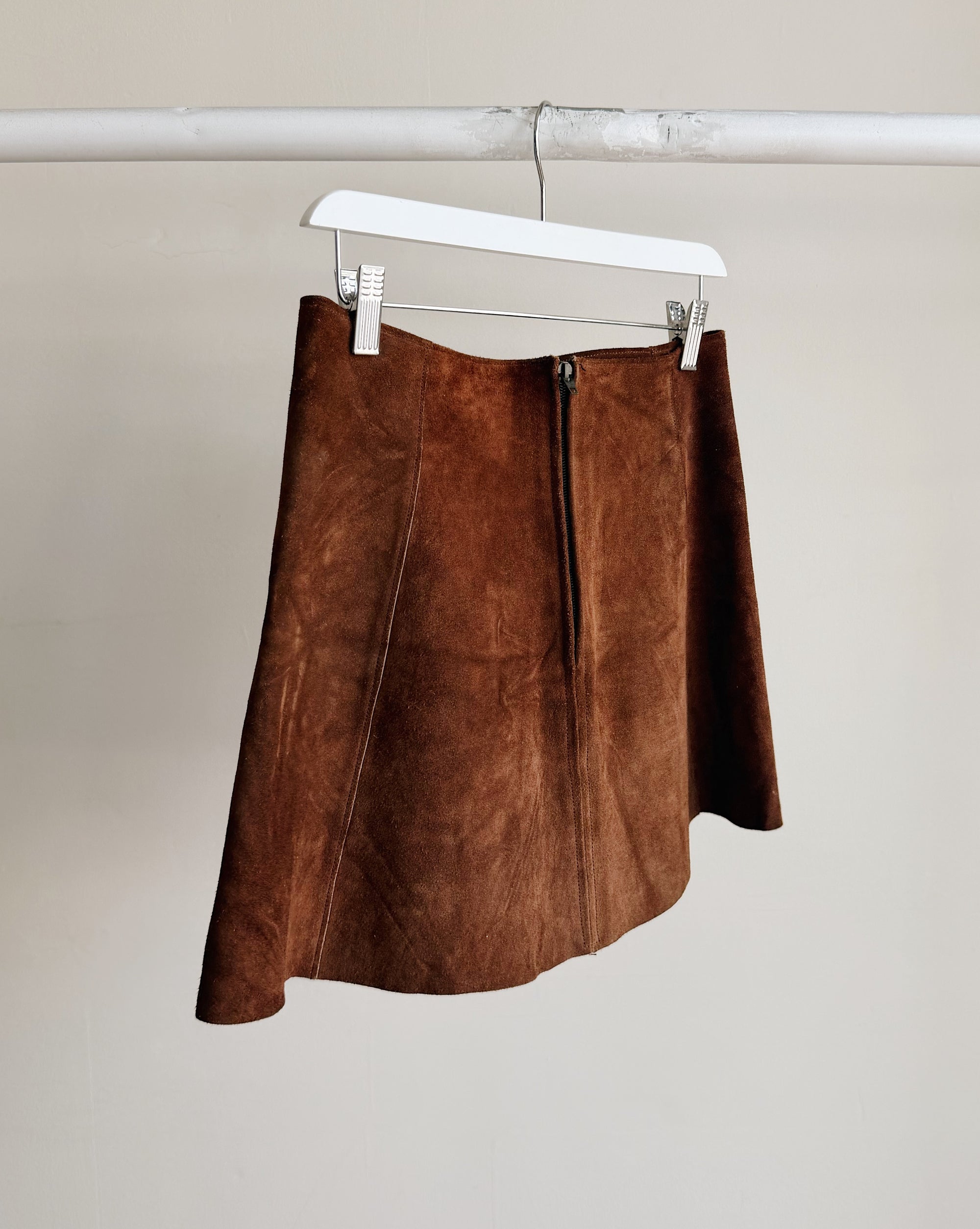 Hickory Suede Panelled Mini Skirt