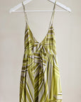 Avocado Geometric Silk Maxi Dress