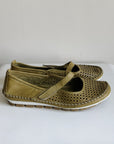 Olive Leather Perforated Mary Janes | Size 42