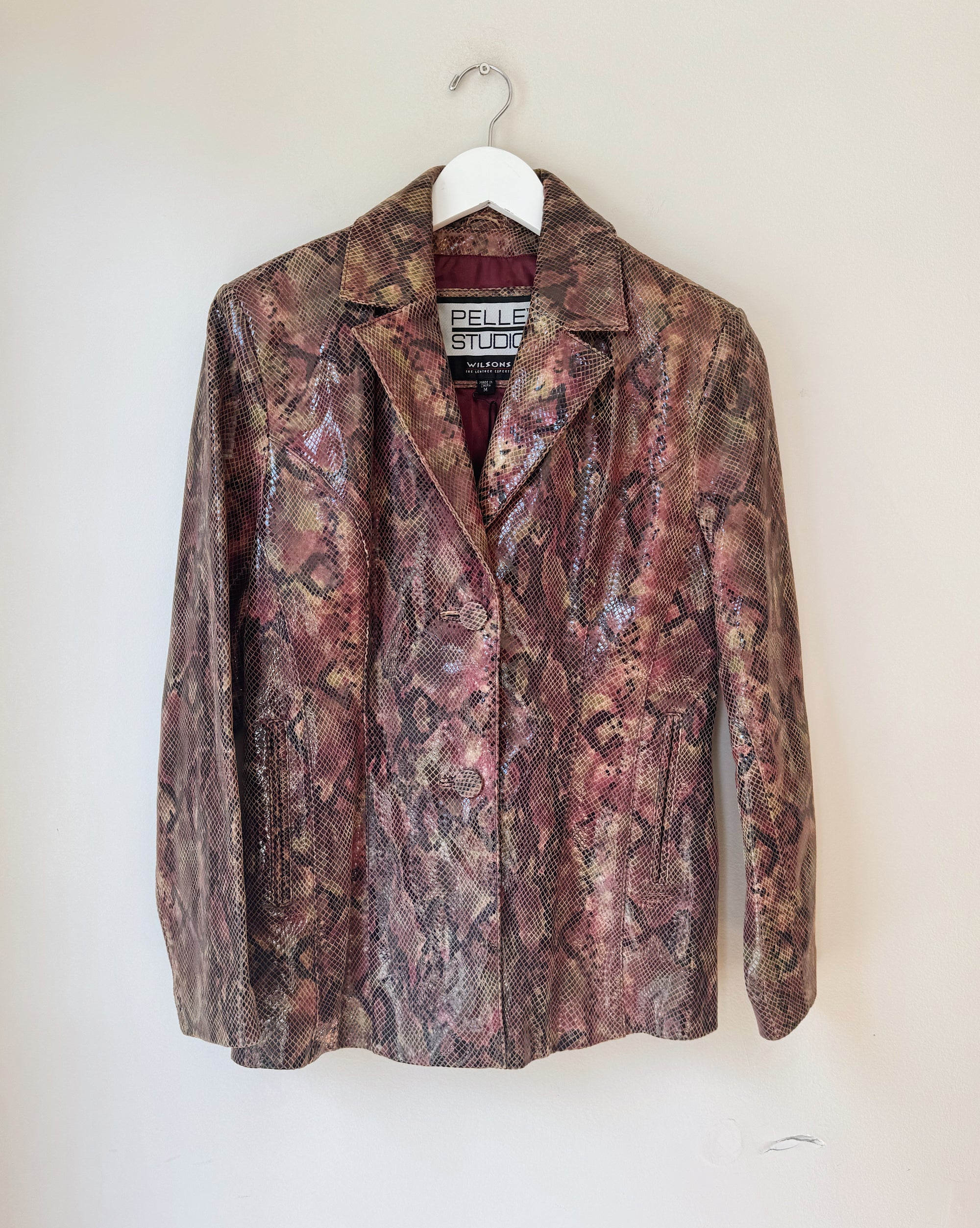 Abstract Snakeskin Leather Blazer