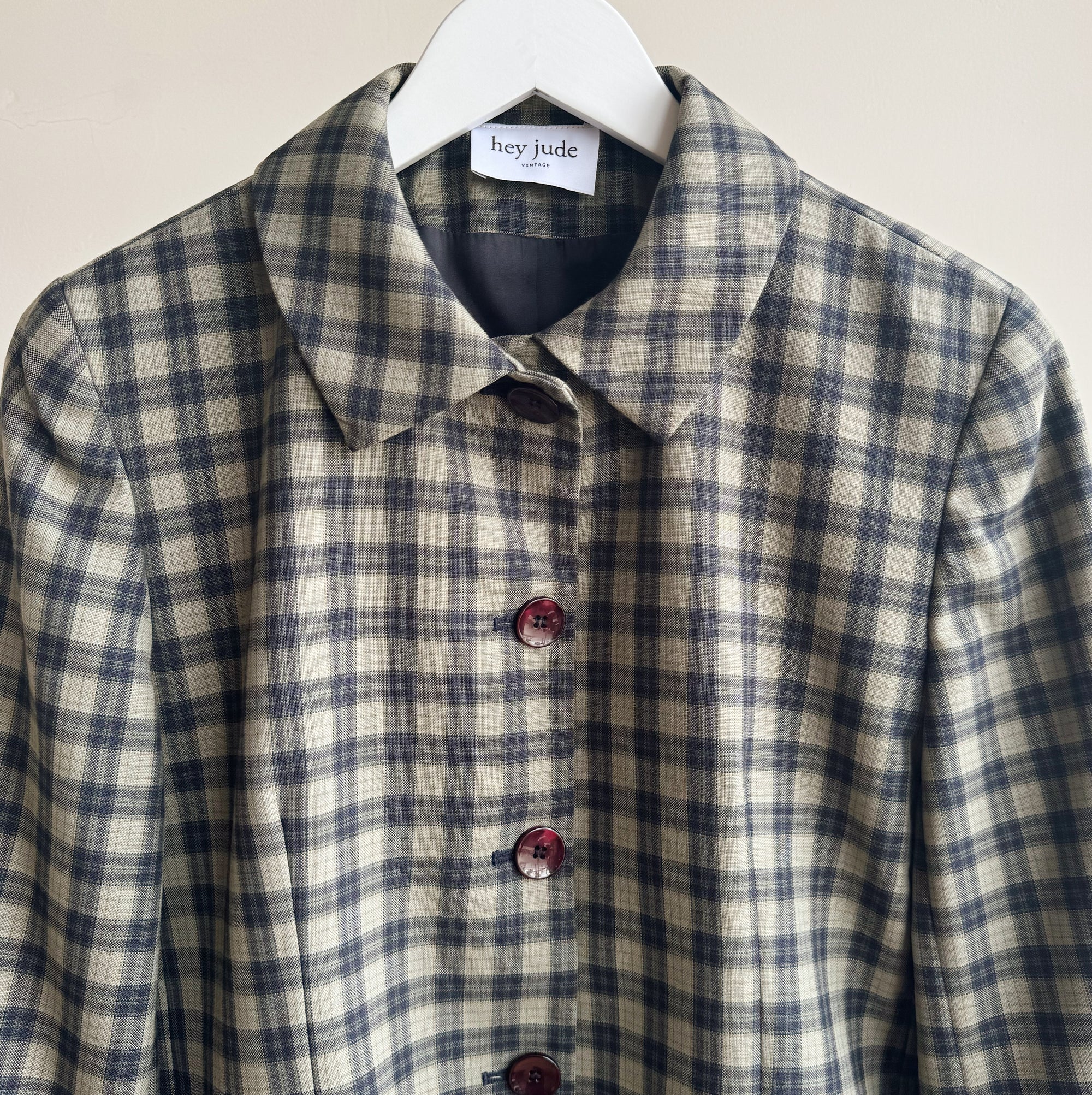 Muted Plaid Spread Collar Jacket - Hey Jude