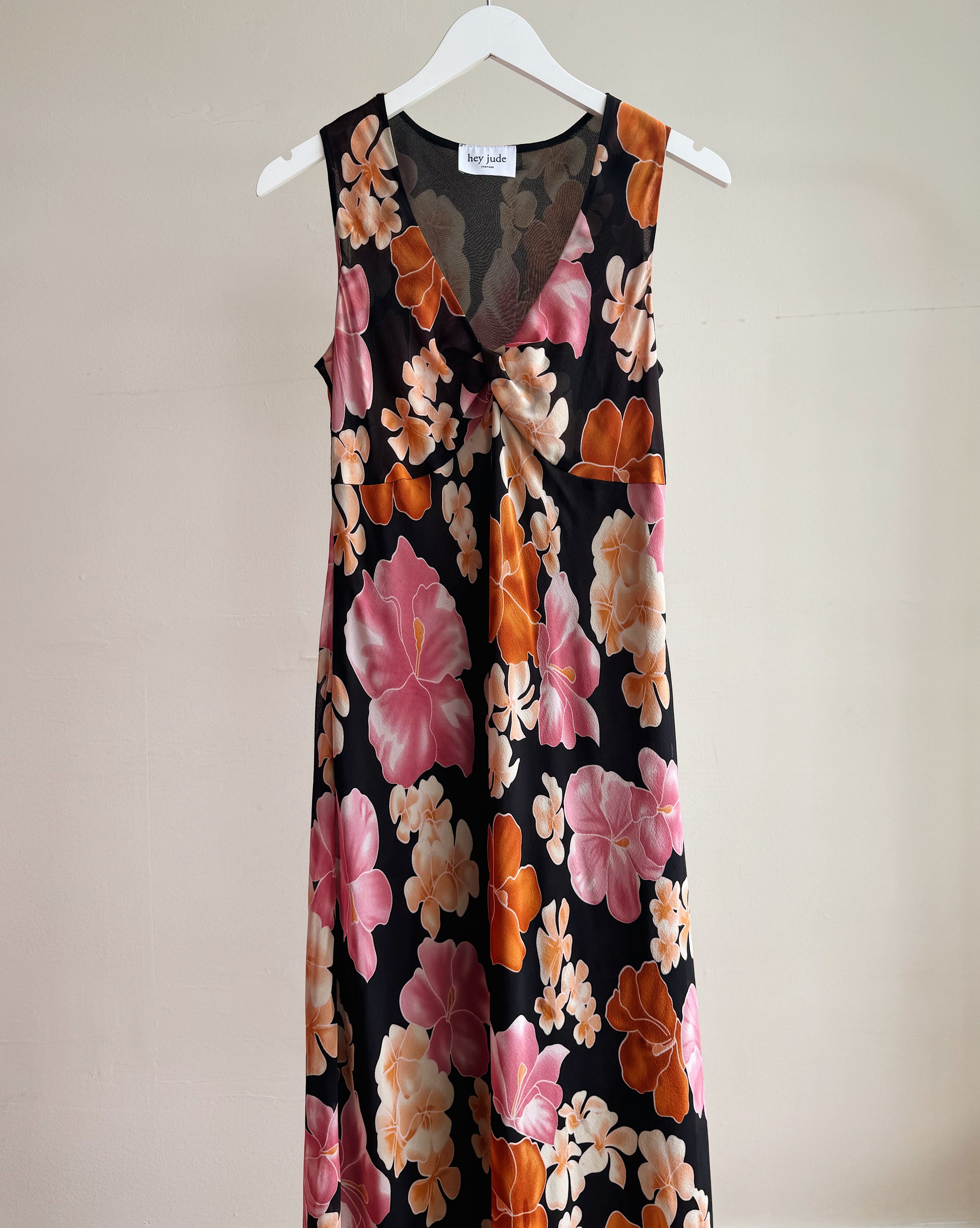 Tropical Floral Silk Maxi Dress
