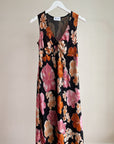 Tropical Floral Silk Maxi Dress