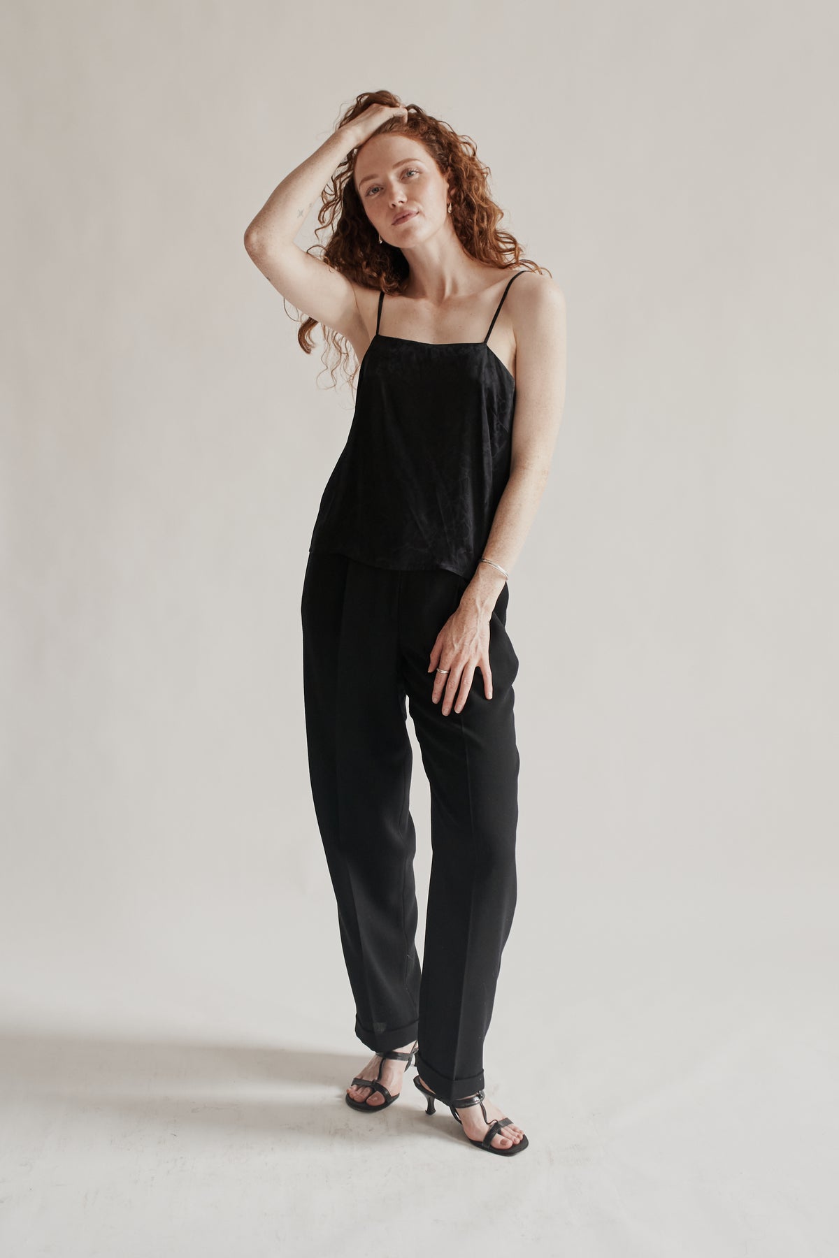 Black Jacquard Silk Tank