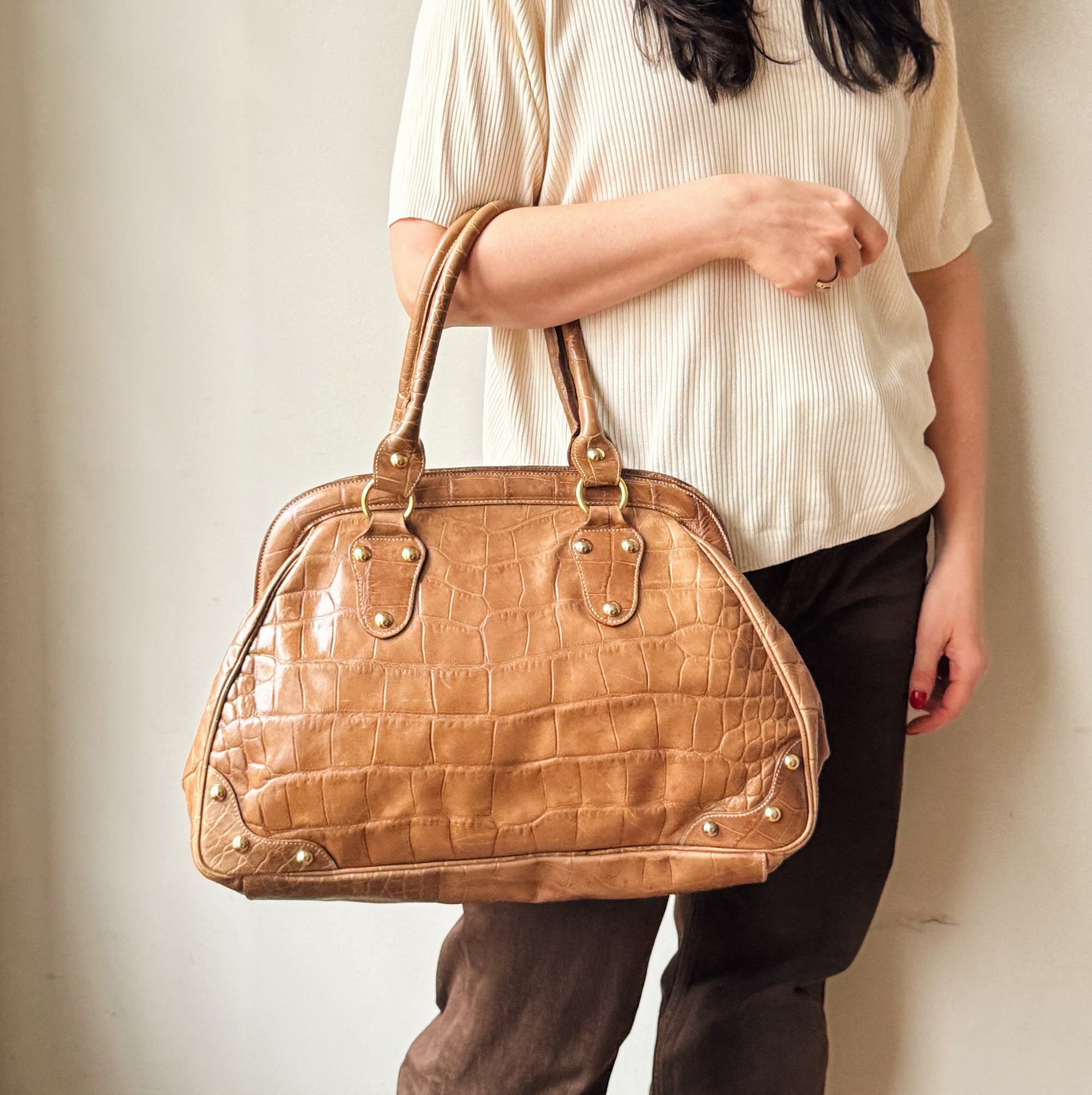 Dune Croc Embossed Leather Bag - Hey Jude