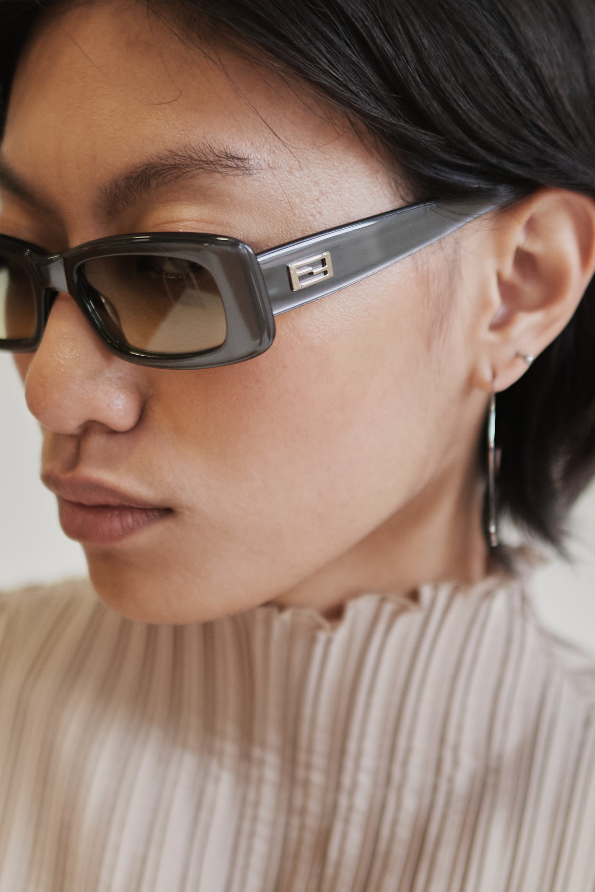 Fendi Y2K Dark Chrome Rectangle Sunglasses - Hey Jude