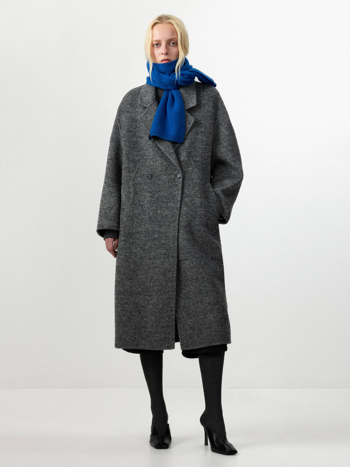 CUBIC | Minimalist Wool, Alpaca + Silk Coat in Smoke Gray