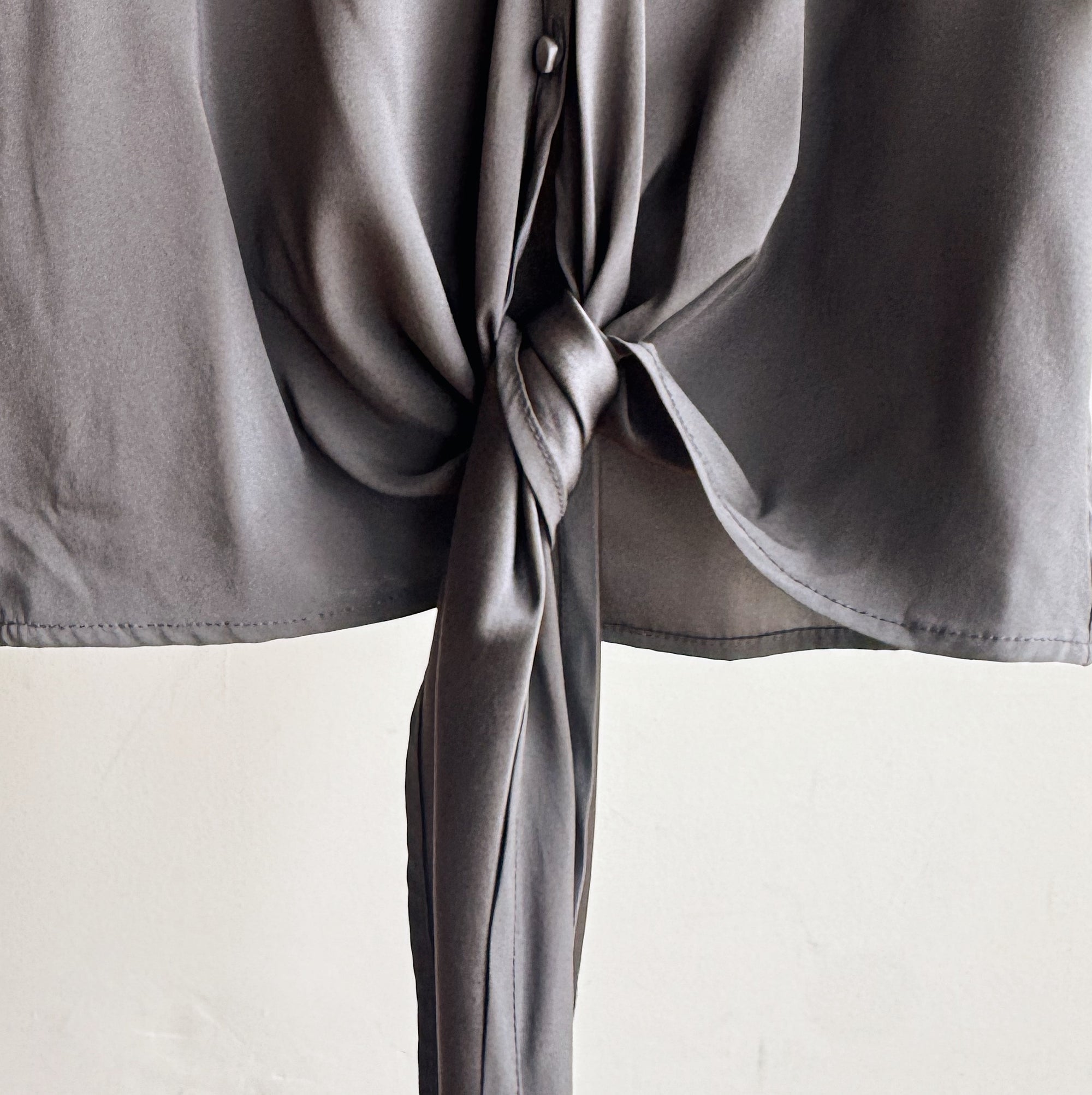 Slate Gray Silk Tie Blouse - Hey Jude