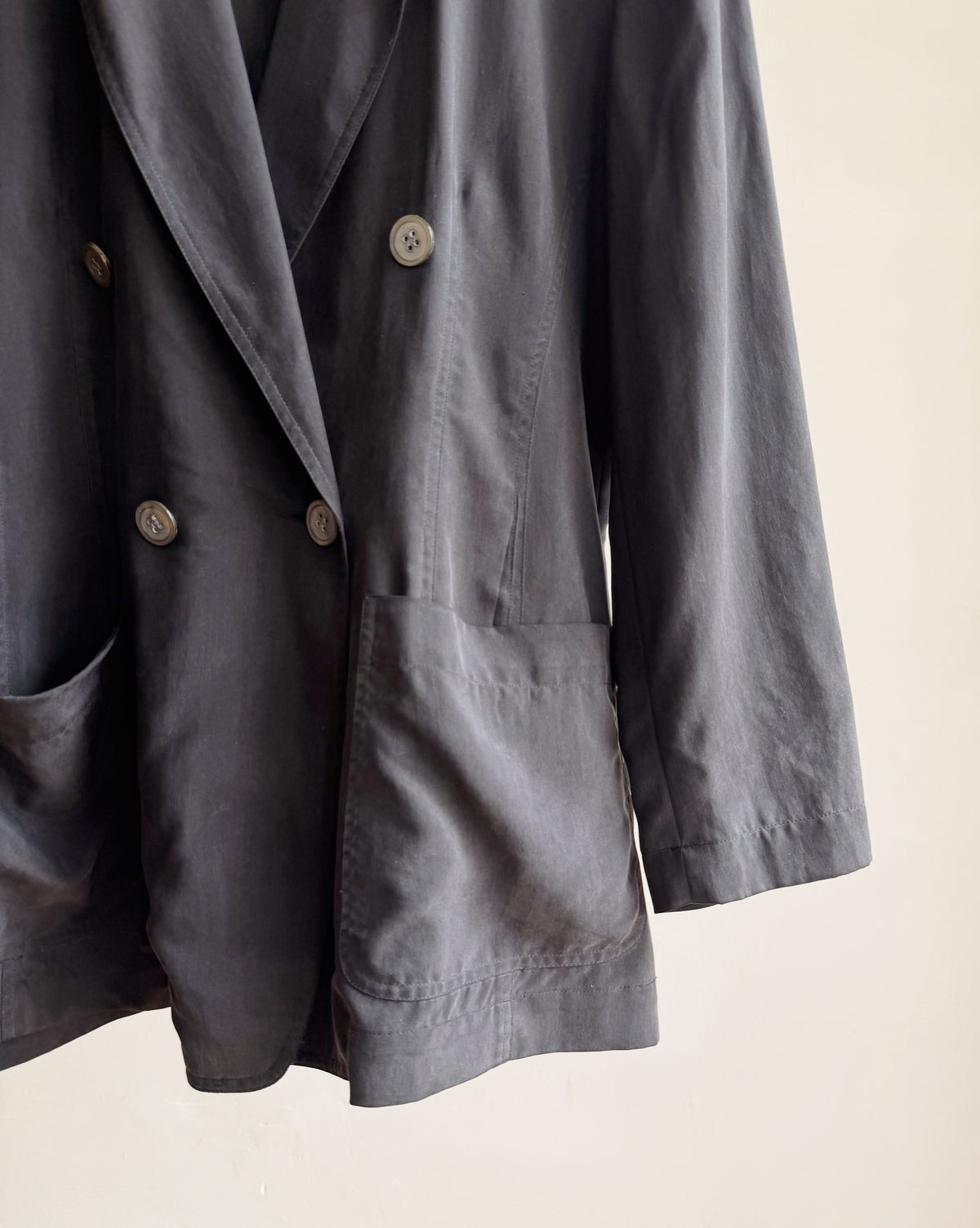 Black Silk Double Breasted Blazer - Hey Jude