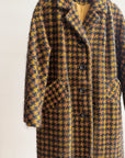 Black & Mustard Houndstooth Wool Coat - Hey Jude