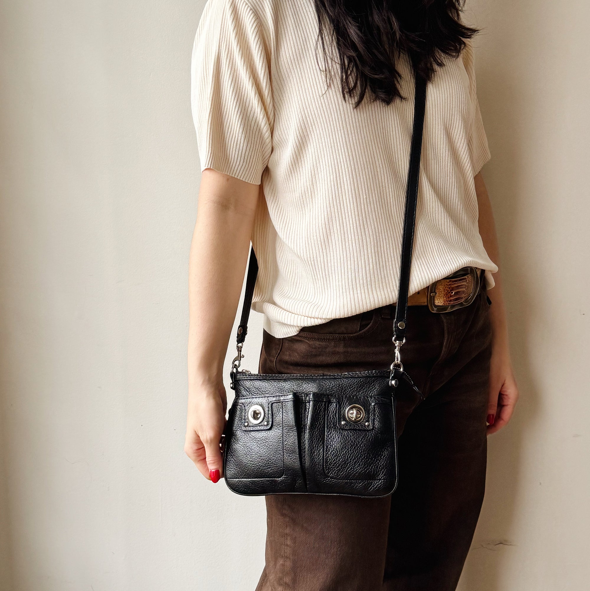 Carbon Leather Mini Crossbody Bag - Hey Jude