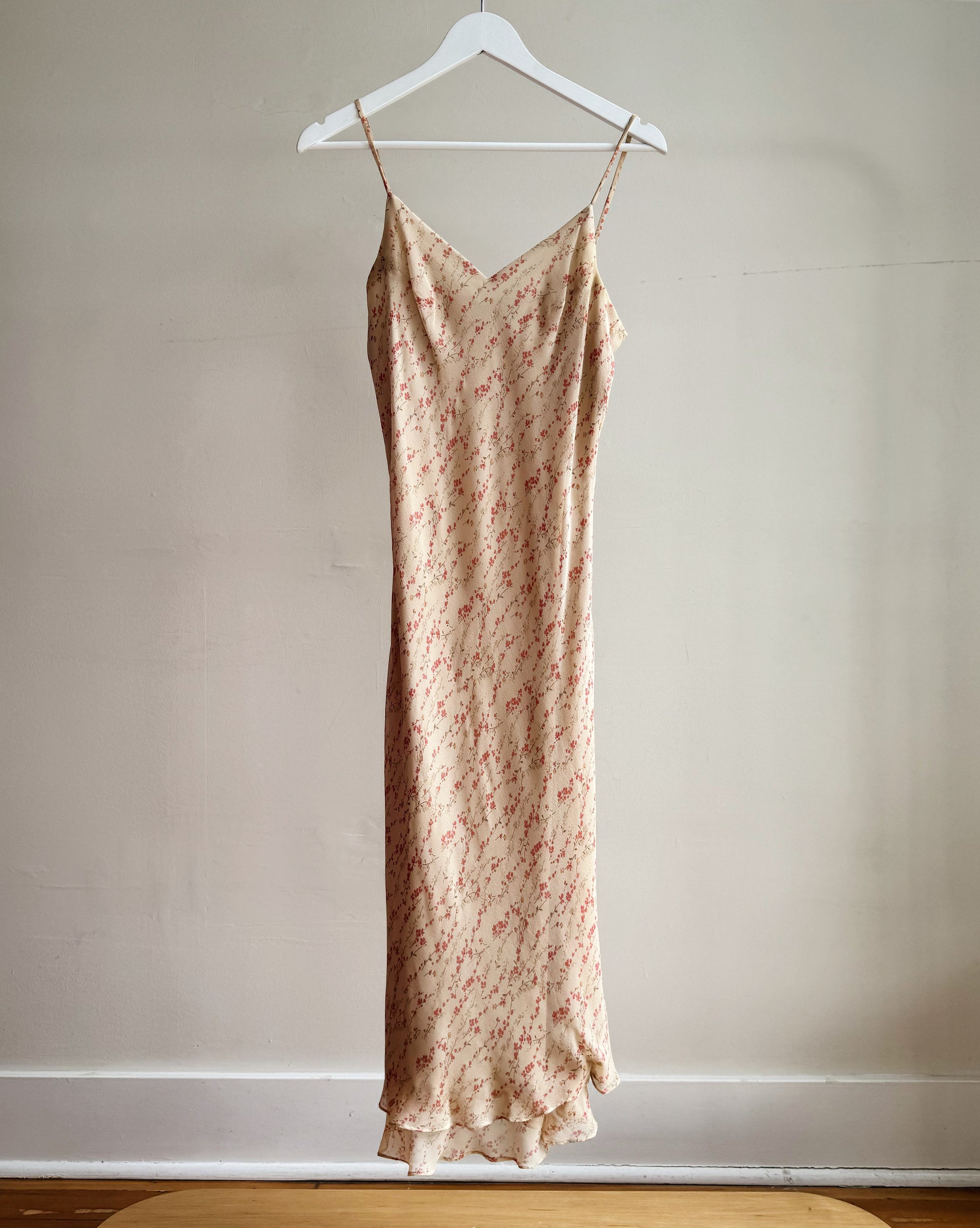 Blush Floral Silk Slip Dress