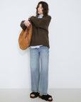CUBIC | Alpaca Knit V-Neck Jumper in Saddle Brown