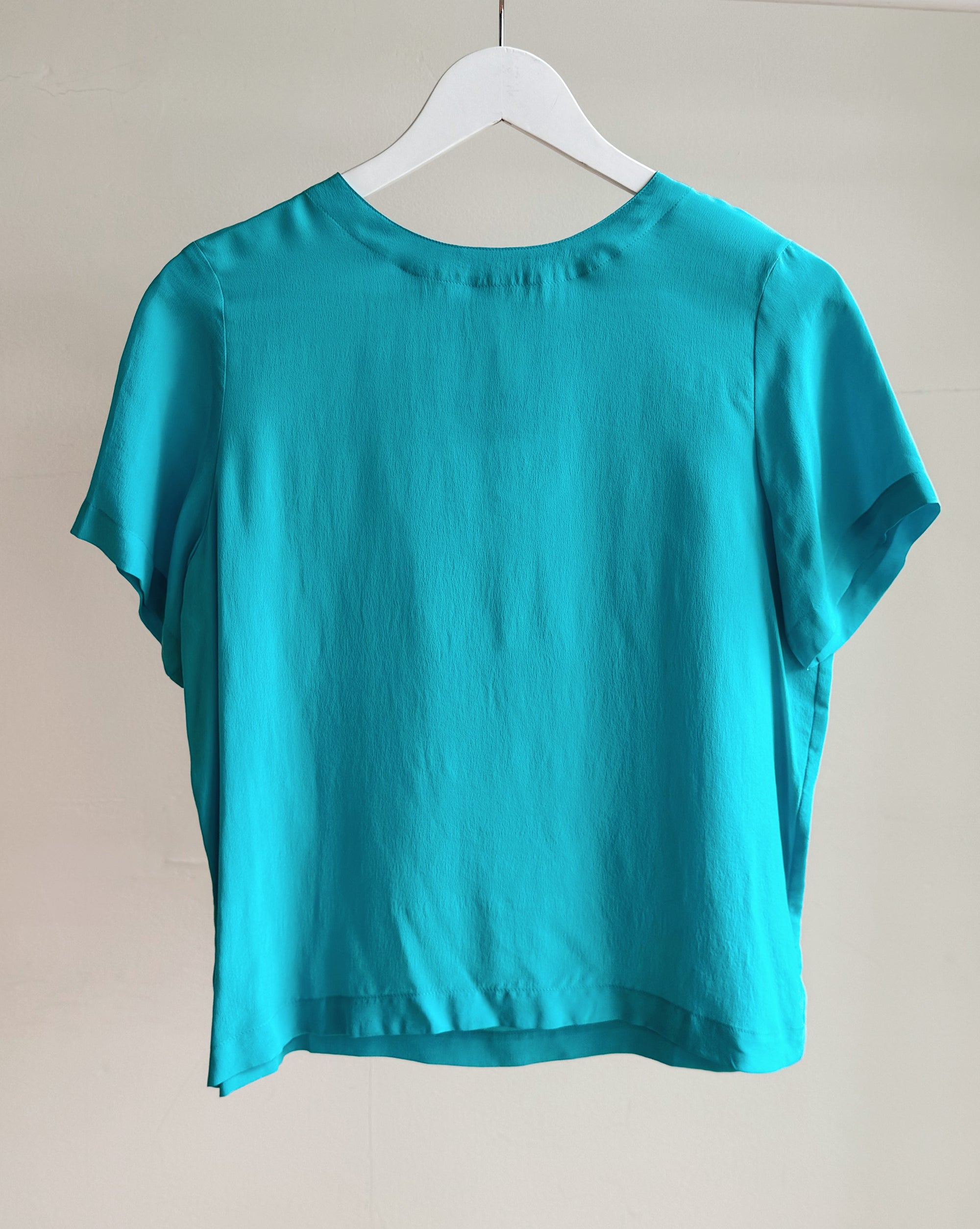 Aqua Flowy Silk Tee - Hey Jude