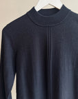 Navy Silk Knit Mockneck Sweater