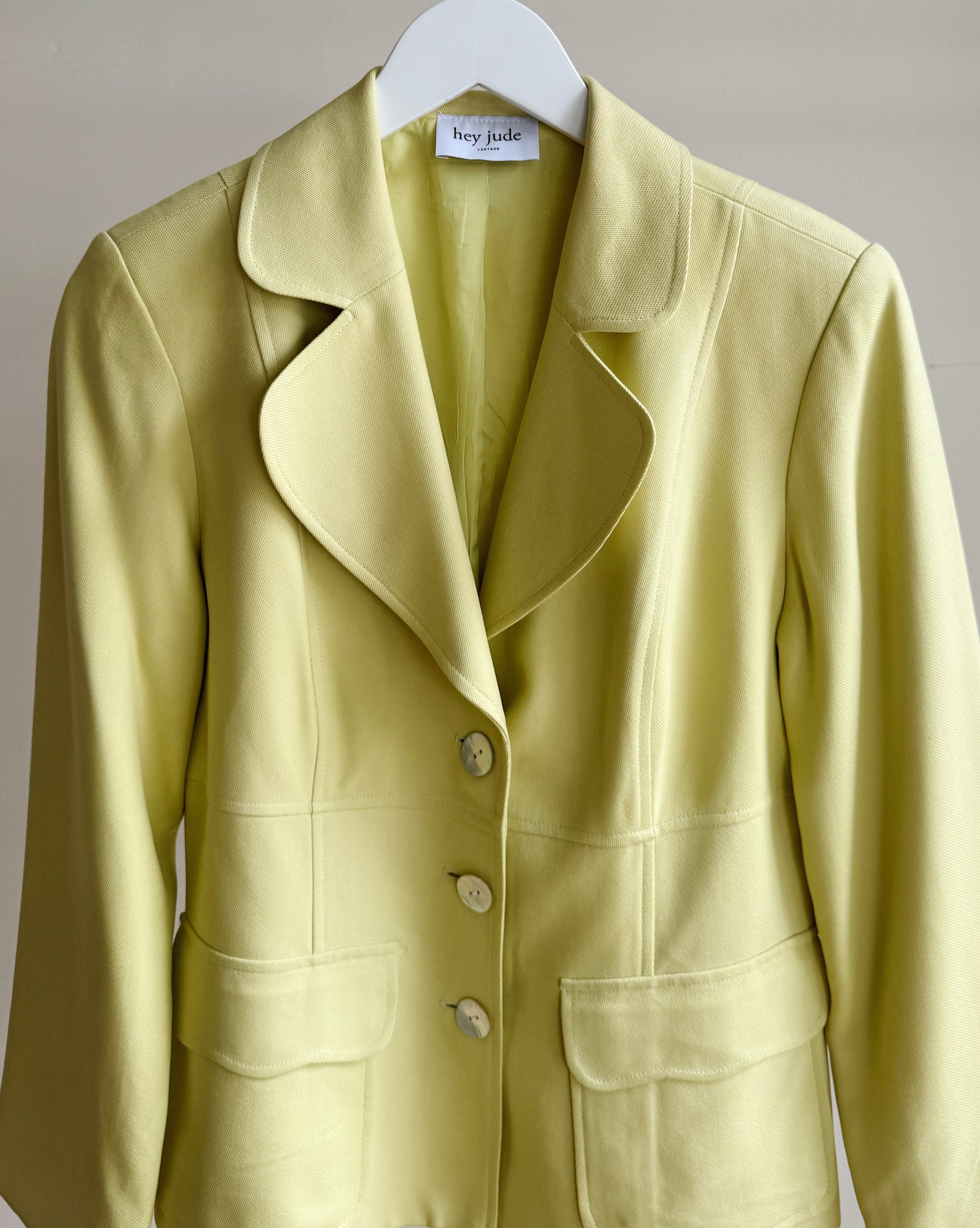 Chartreuse Woven Silk Tailored Blazer - Hey Jude