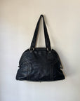 Onyx Contrast Stitch Leather Satchel