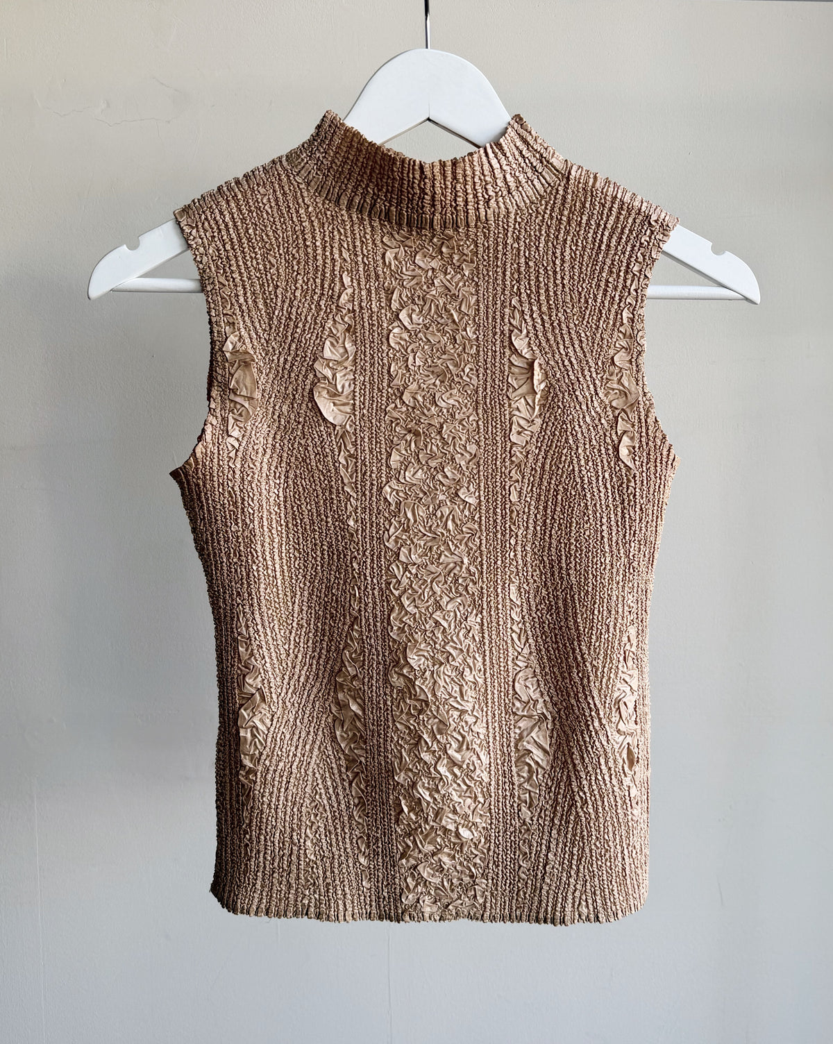 Champagne Crinkle Mock Neck