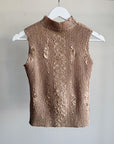 Champagne Crinkle Mock Neck