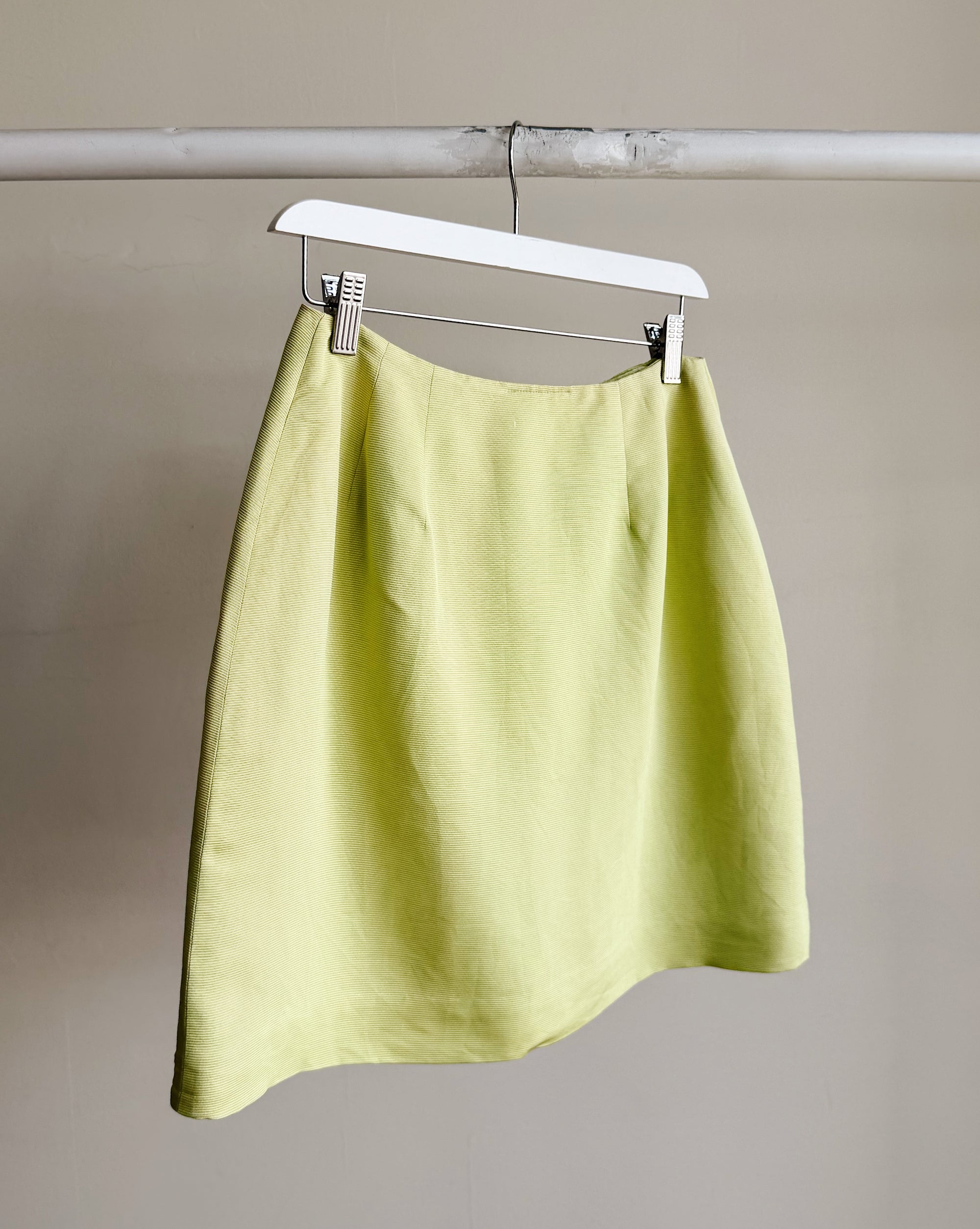 Lime Silk Wrap Mini Skirt