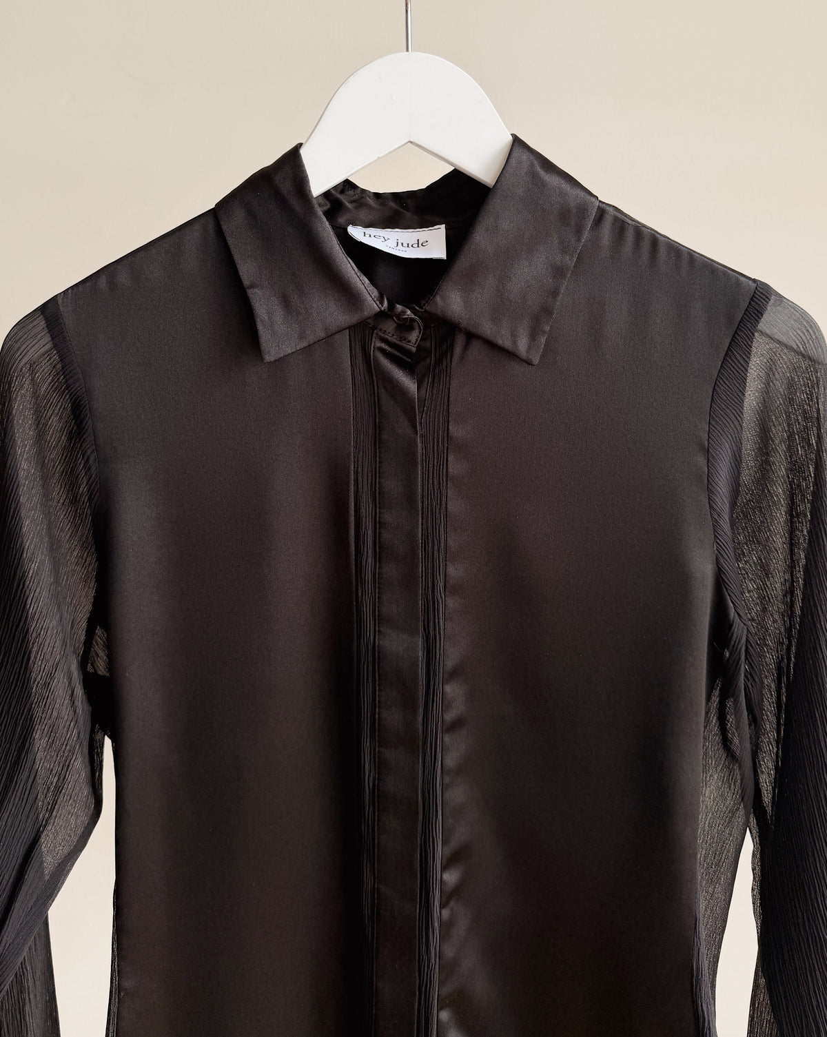 Onyx Mixed Silk Long Sleeve Blouse - Hey Jude