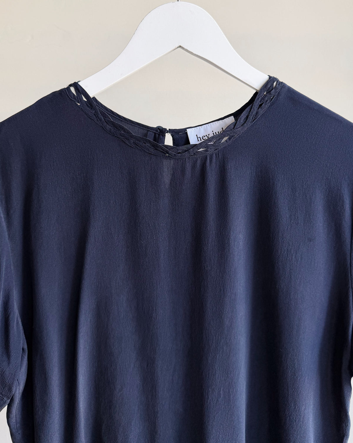 Midnight Blue Latticed Silk Tee