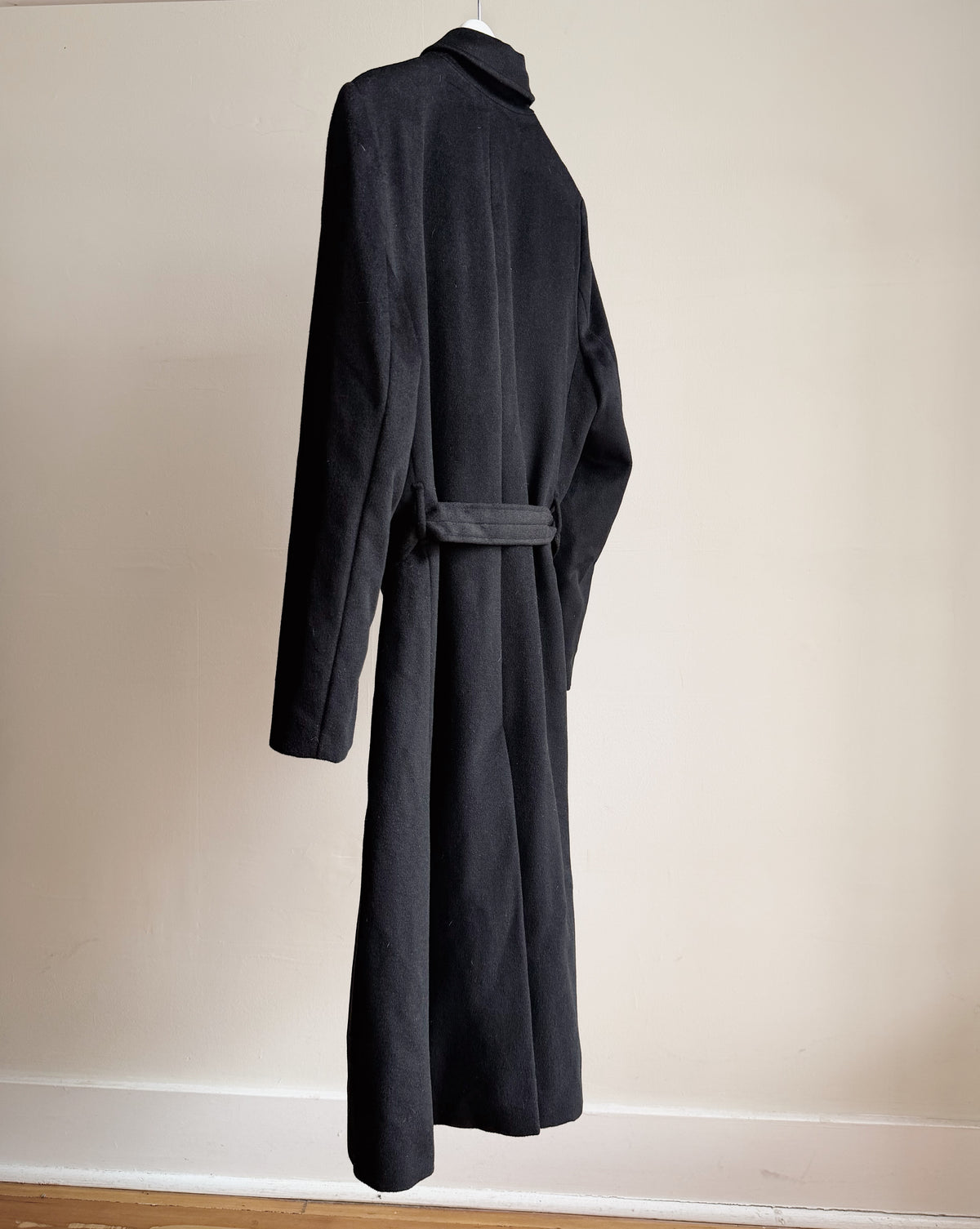 Onyx Cashmere Wool Belted Coat - Hey Jude