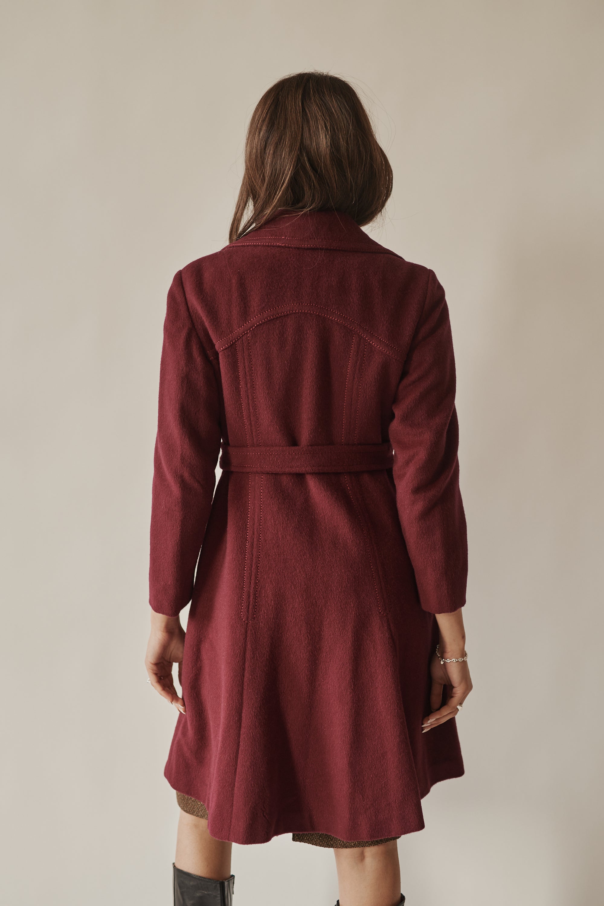 Maroon Tailored Wool Coat