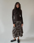 Plaid Asymmetrical Tiered Cotton Skirt