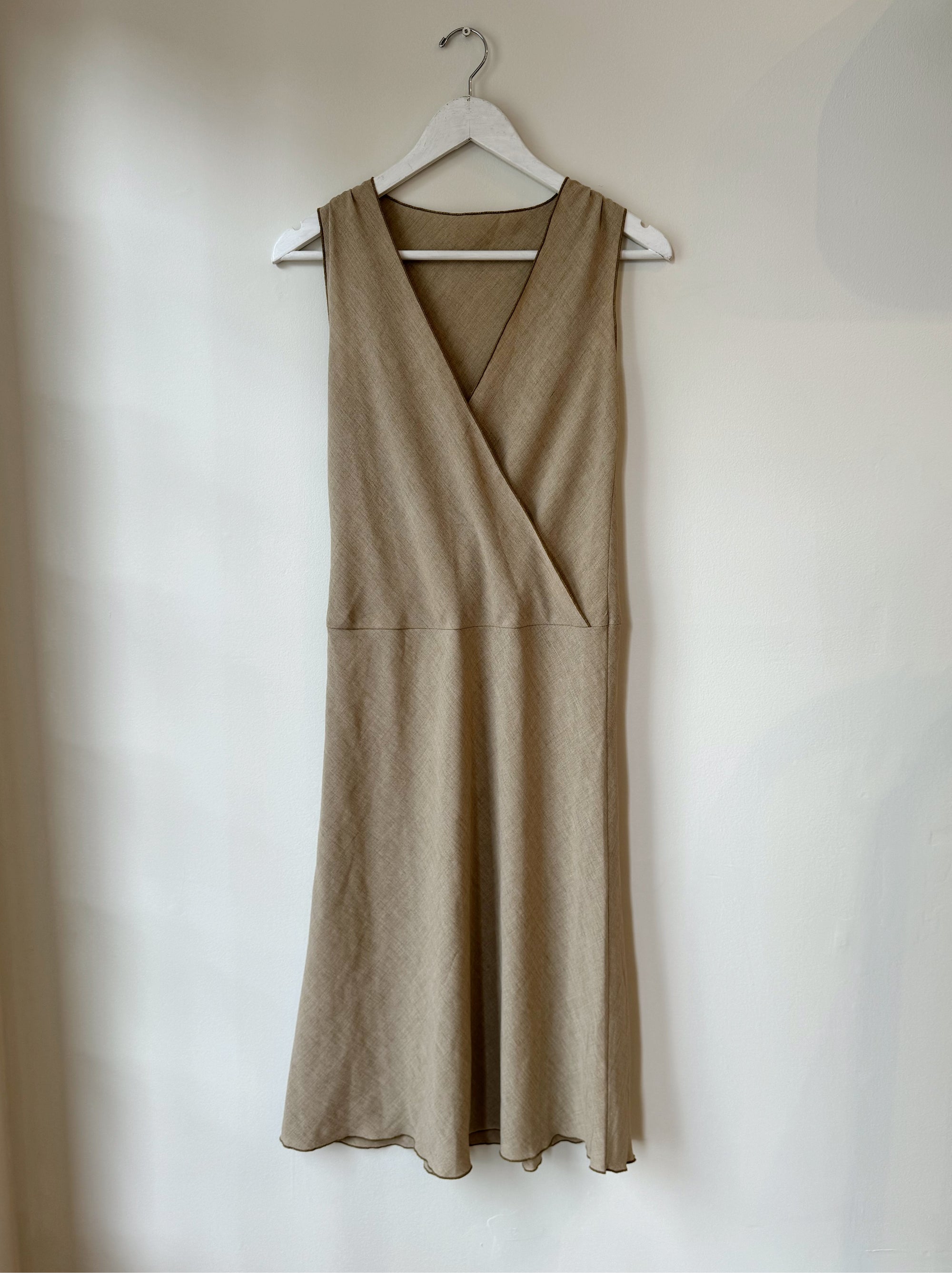 Latte Cotton Wrap Midi Dress