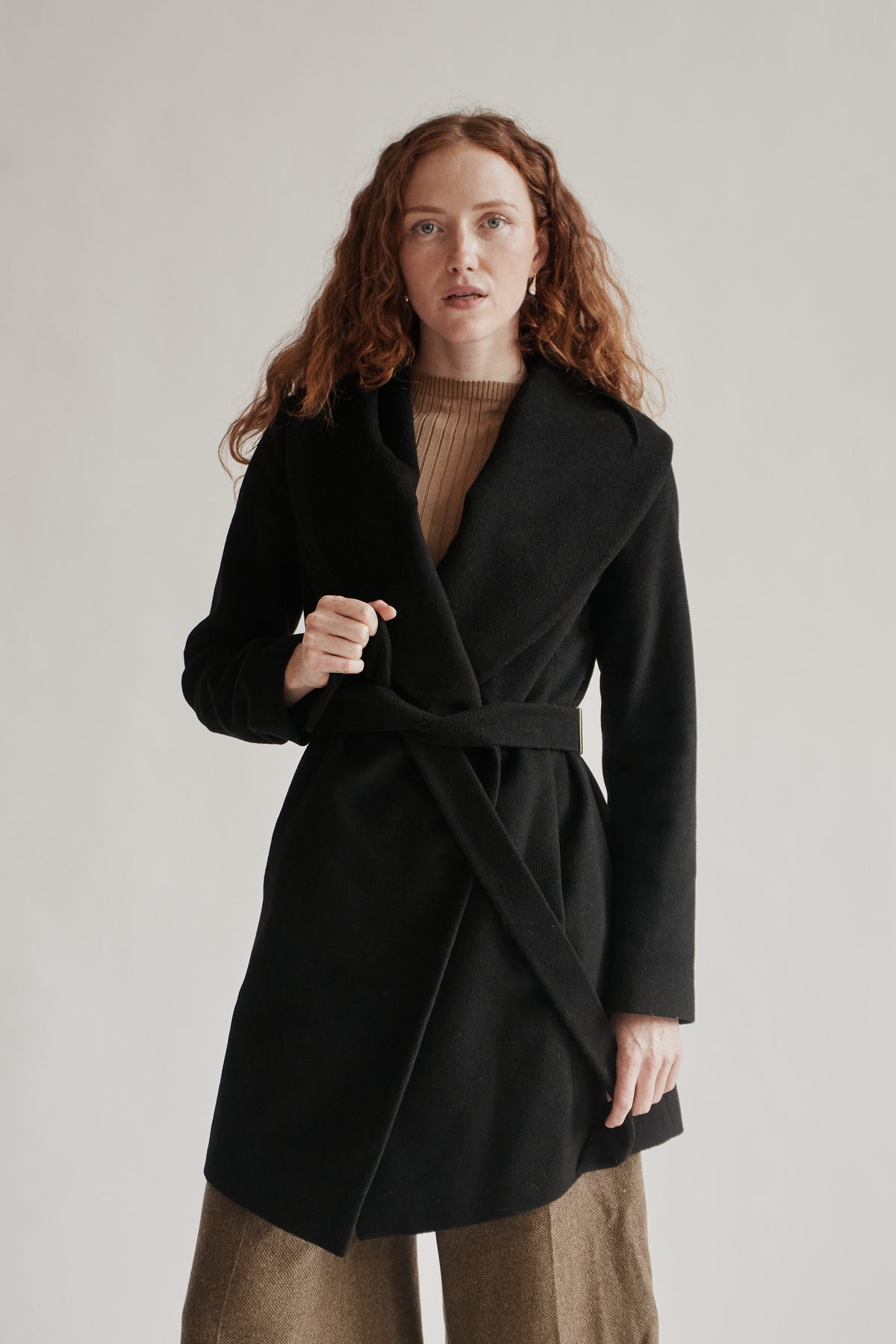 DVF Black Wool Wrap Coat - Hey Jude