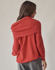 Cherry Angora Folded Cowl Neck Sweater