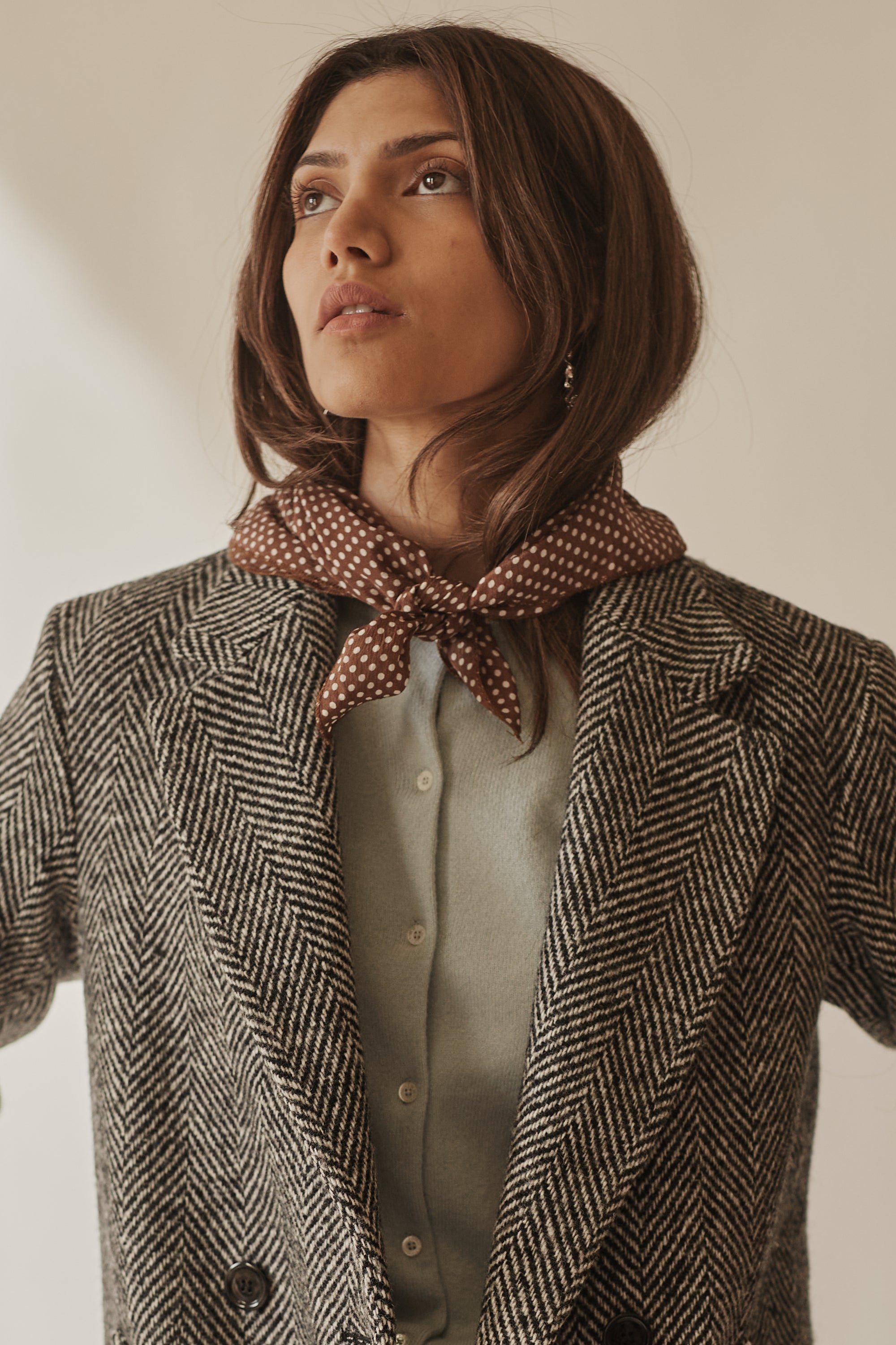 Herringbone Doubled Breast Wool Coat