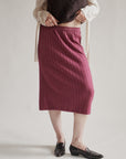 Raspberry Cashmere + Silk Knit Midi Skirt