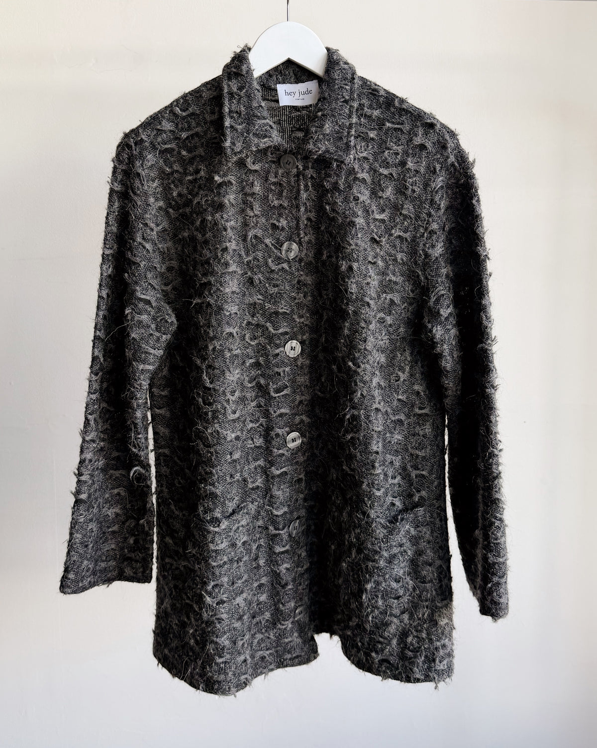 Charcoal Knit Mohair Chore Sweater