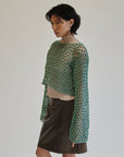 Turquoise Cotton Crochet Knit Pullover - Hey Jude