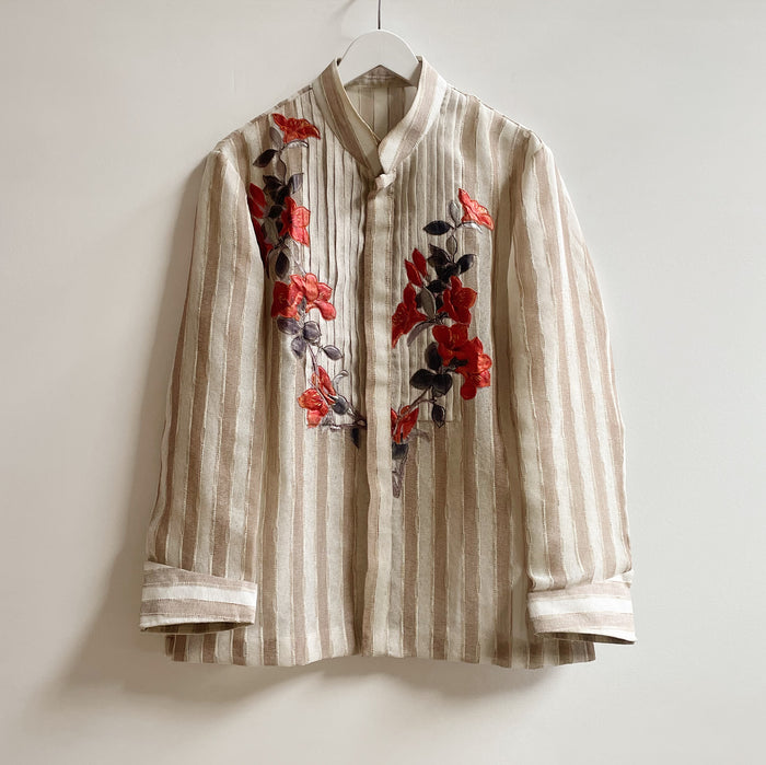 Gauzy Striped Embroidered Tunic