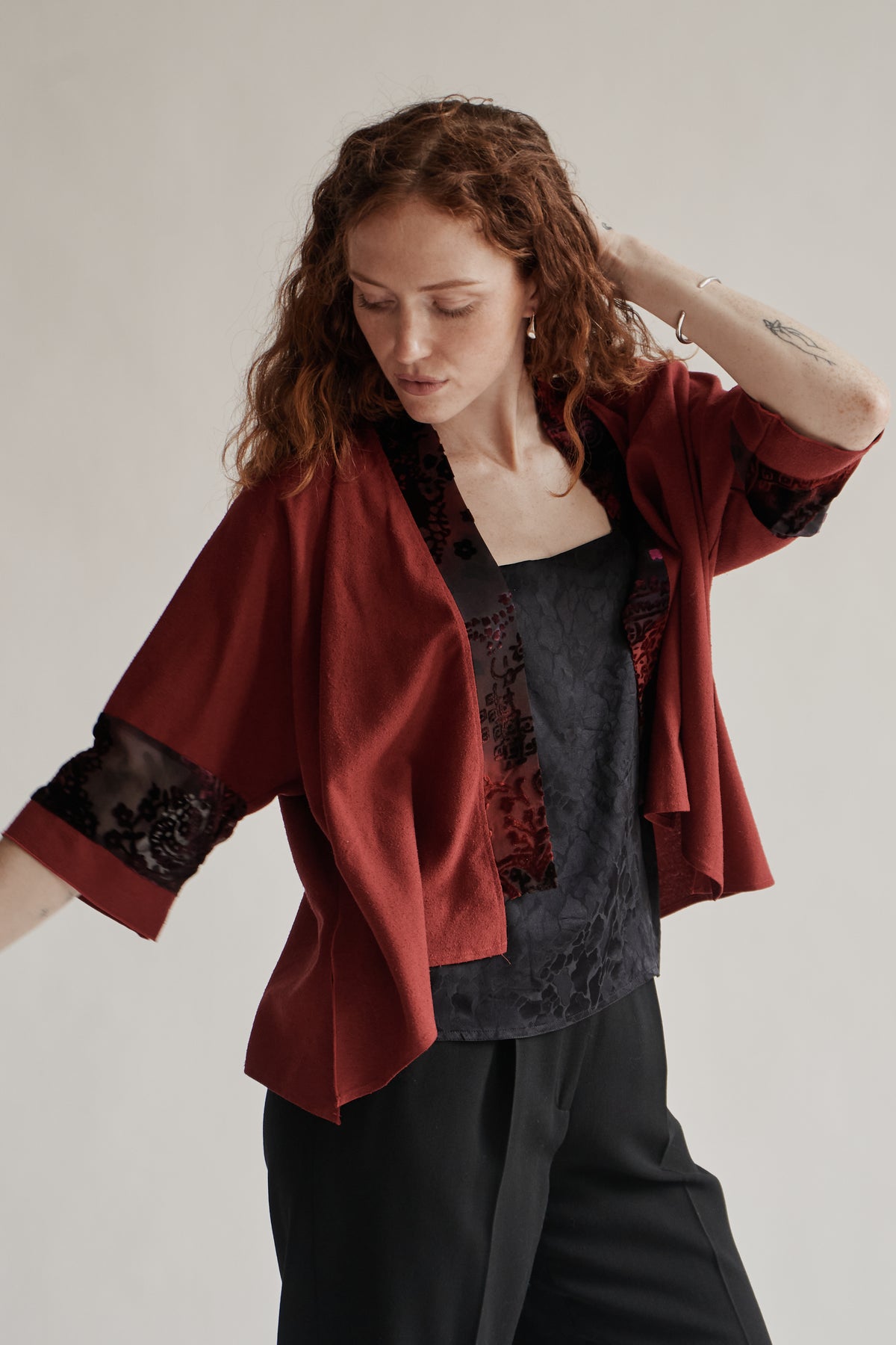 Crimson Raw Silk Robe