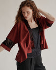 Crimson Raw Silk Robe