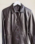 Espresso Spread Collar Leather Jacket