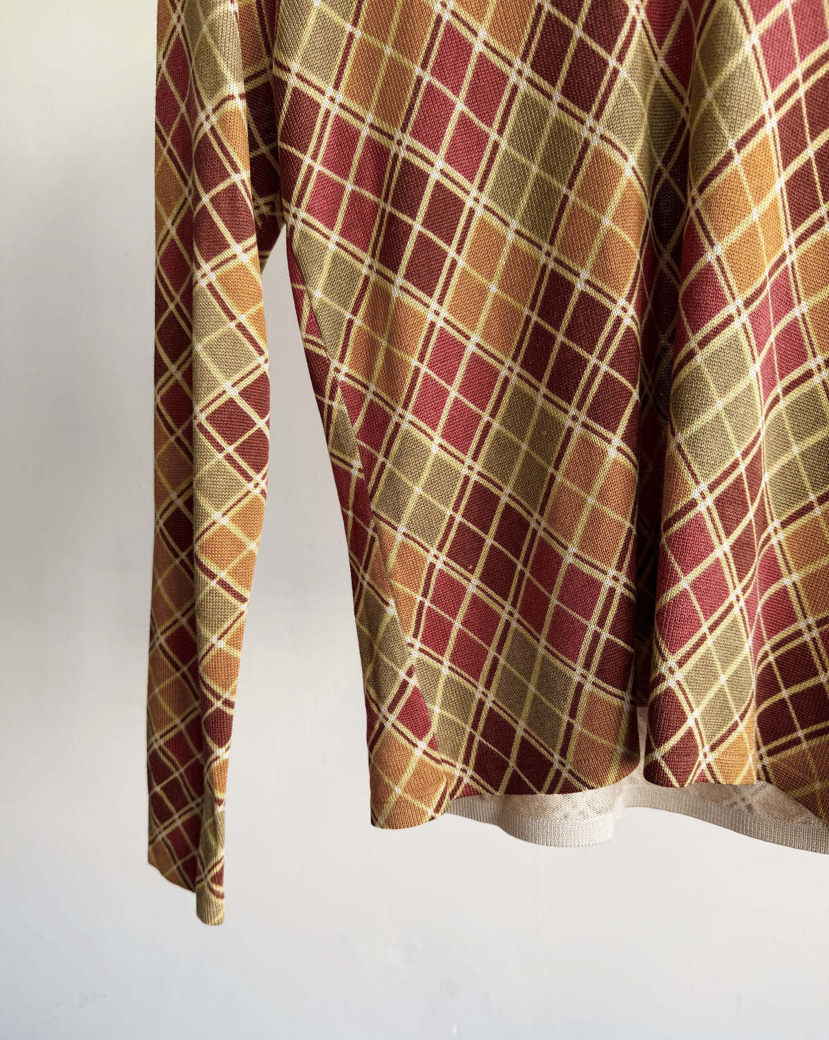 Autumn Argyle Silk + Lambswool V-neck Knit